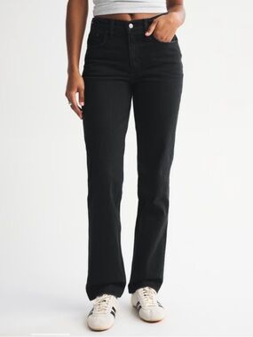 Abercrombie Curve Love 90s Straight Mid Rise Jeans Black Size 28 Vintage Comfort